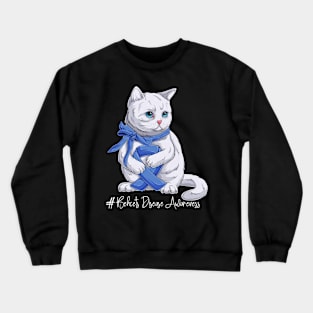 Cute Cat Behcets Disease Awareness Month Blue Ribbon Survivor Survivor Gift Idea Crewneck Sweatshirt